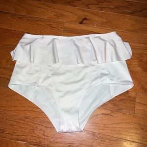 Kortni Jeane White Peplum High-Waisted Swim Bottoms